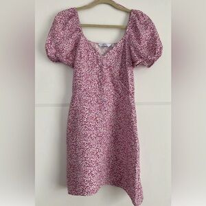 & Other Stories Paris Atelier floral print Mini Linen Pink dress Size US 6 🌸